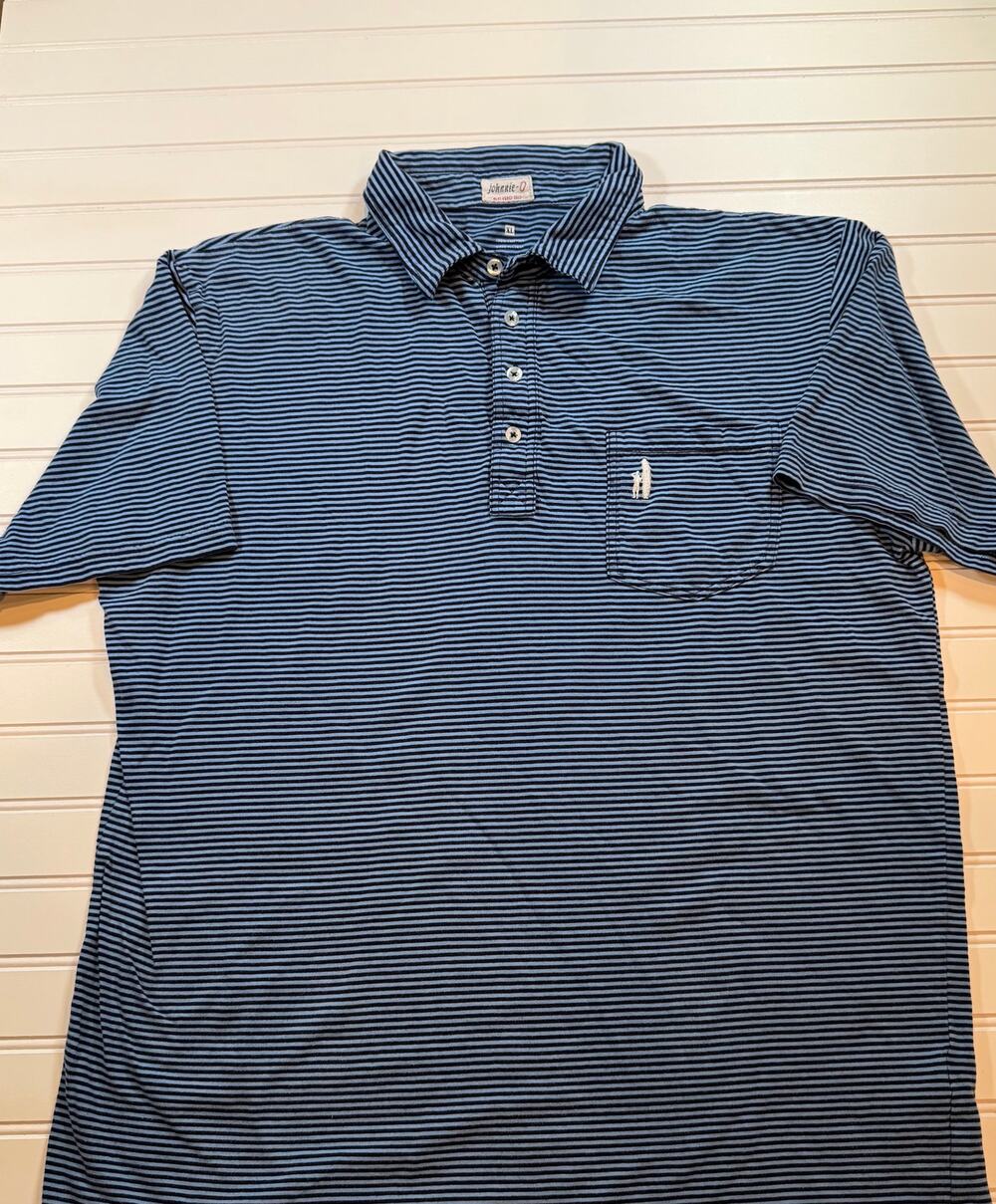 Johnny O Polo. XL Blue and light blue striped. Original 4 button Polo. Golf,